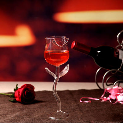 Special Rose Shape Juice Beverage Cocktail Glass Bottle Transparent 180ml For Bar