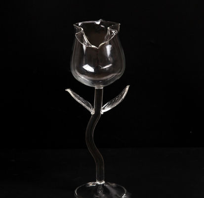 Special Rose Shape Juice Beverage Cocktail Glass Bottle Transparent 180ml For Bar