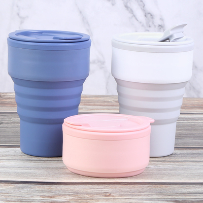 OEM Eco Friendly Collapsible Travel Coffee Mug Silicone Foldable With Lid