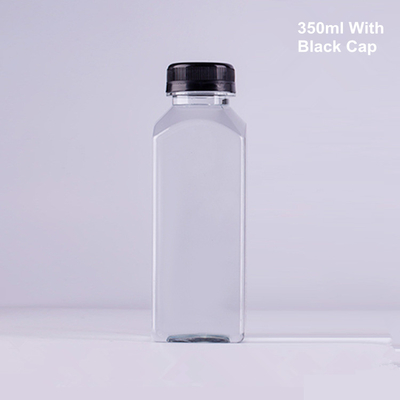 Square Plastic Beverage Bottles 16 Oz Juice With Caps For Coffee Smoothies Juice