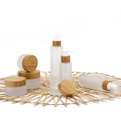 Glass Cosmetic Containers Bamboo Cosmetic Packaging Bamboo Lid Cream Cosmetic Jar