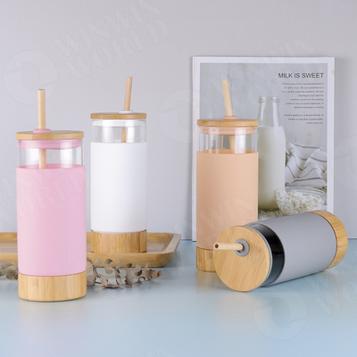 21oz Silicone Glass Storage Bottles Tumbler With Straw