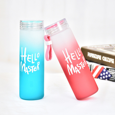 400ml Colored Frosted Glass Water Bottle Borosilicate Portable reusable