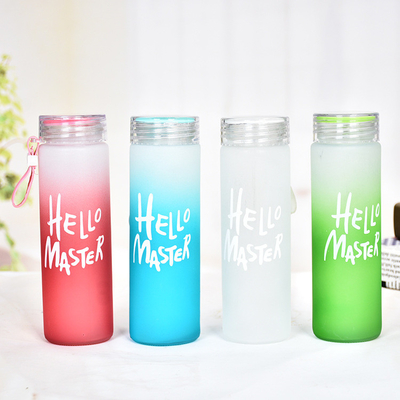 400ml Colored Frosted Glass Water Bottle Borosilicate Portable reusable