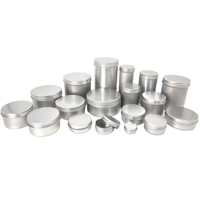 20ml To 250ml Metal Cosmetic Jar 3.9in Dia Screw Top Aluminium Tins