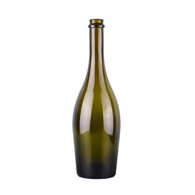 Champagne Shaped Glass Wine Bottle Empty Antique Green Wine Packaging 750ml