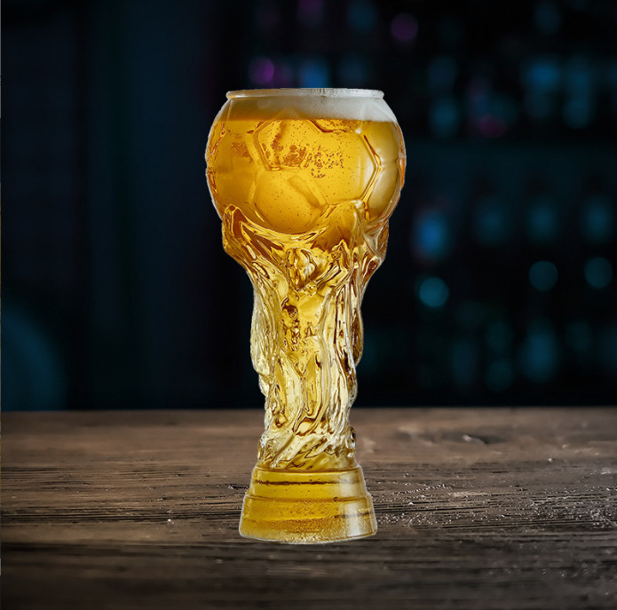 Drinking Glass Clear Beer Glass Cup 16oz Qatar World Cup Trophy Shaped