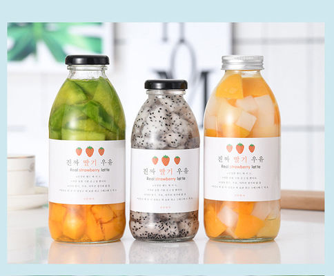 Good price Lait en verre rond de milkshake de yaourt de la bouteille 300ml 350ml 500ml de boisson avec le label en ligne