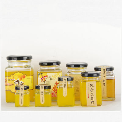 Good price pots en verre transparents HD Crystal Square Glass Honey Jar de 380ml 250ml en ligne