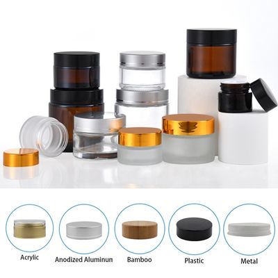 Good price Conteneurs cosmétiques 15g en verre d'Amber Anodized Gold Bamboo Lid en ligne