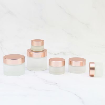 Good price L'espace libre rose de soins de la peau a givré les pots en verre cosmétiques avec Rose Gold Lid 5g 10g 30g 50g en ligne